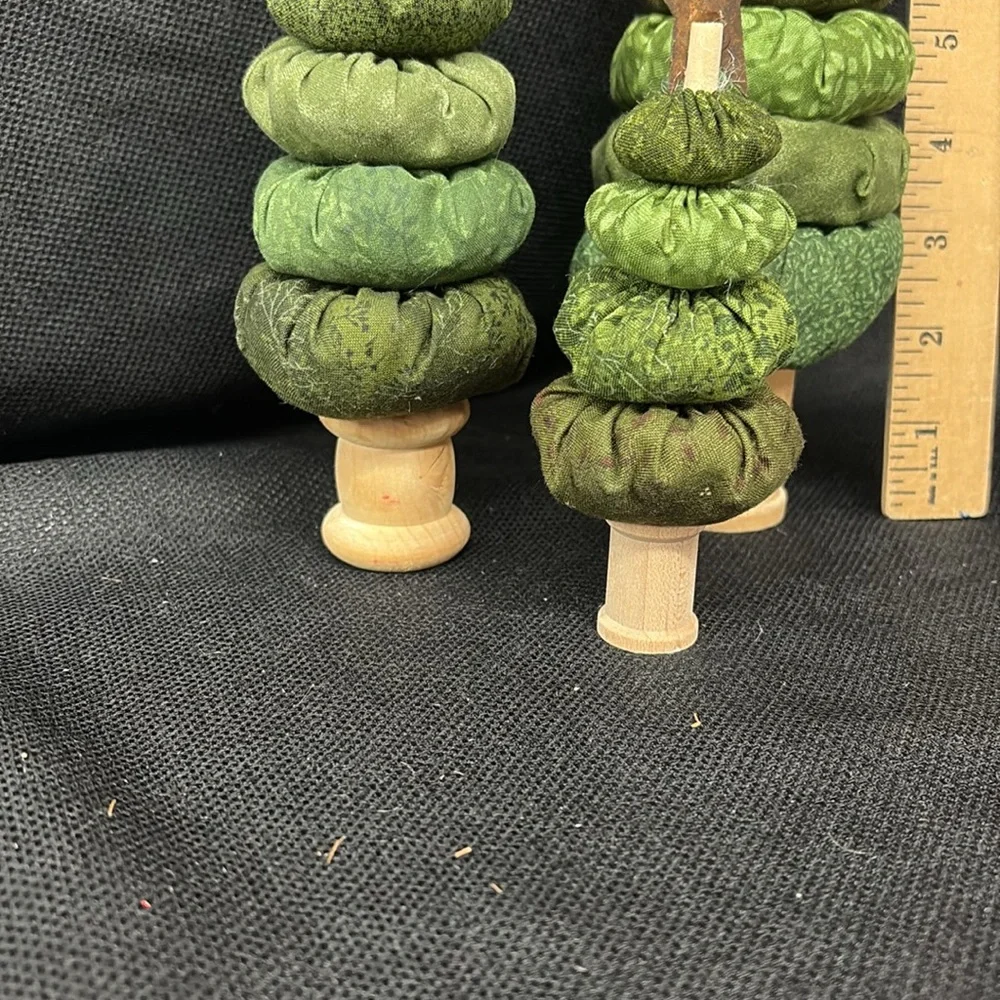Handmade Fabric and spool Christmas Trees